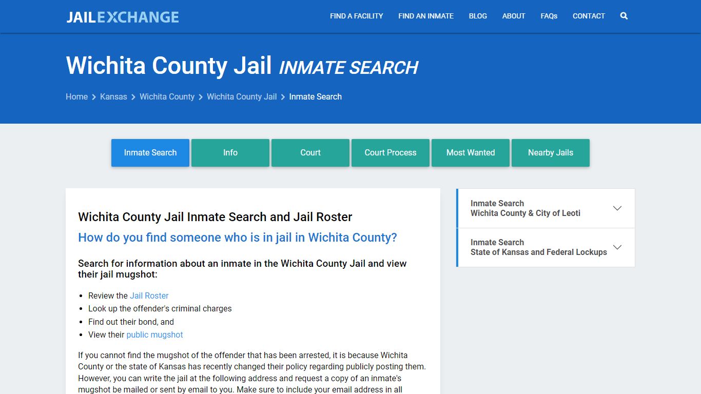 Inmate Search: Roster & Mugshots - Wichita County Jail, KS