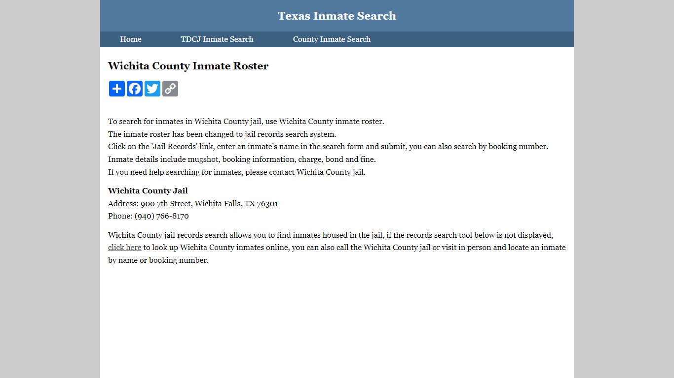 Wichita County Inmate Roster